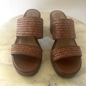 Madewell 7.5 The Kiera Mule Platform Sandal: Woven Strap Edition Dried Maple